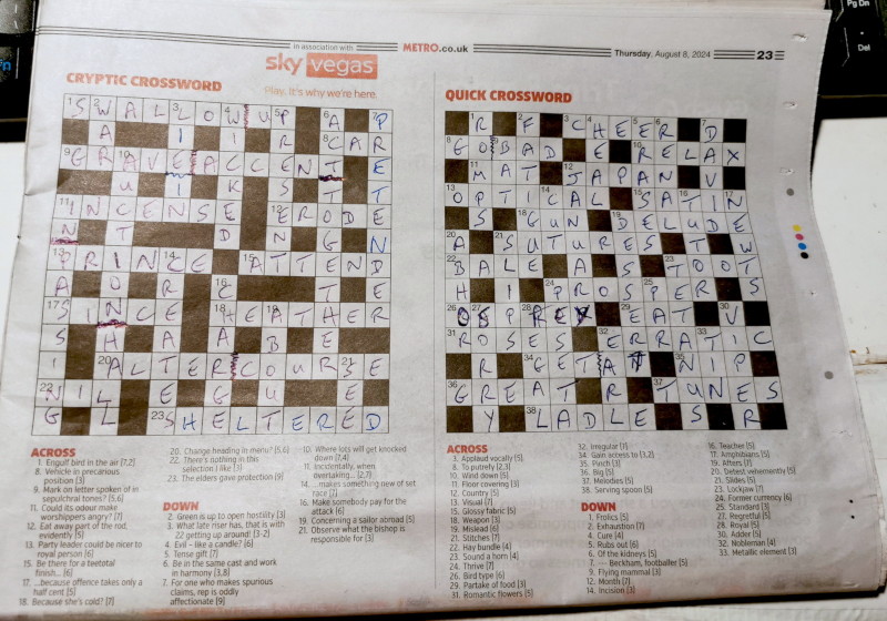 Metro
                                                      crosswords