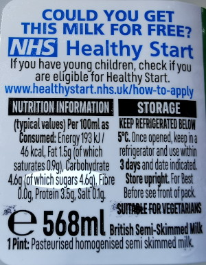 Milk
                                                          nutritional
                                                          information