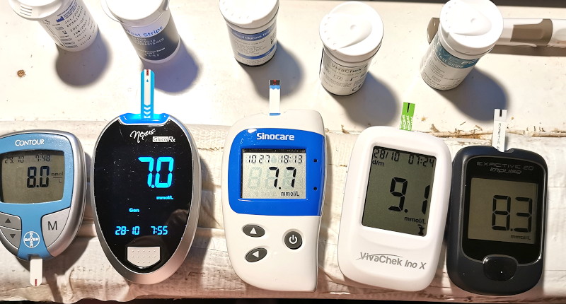 Five blood glucose
                                                meters !