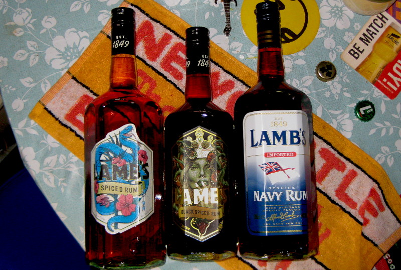three
                                      bottles of rum