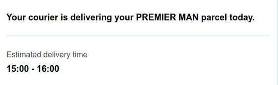 estimated
delivery time estimated delivery
time