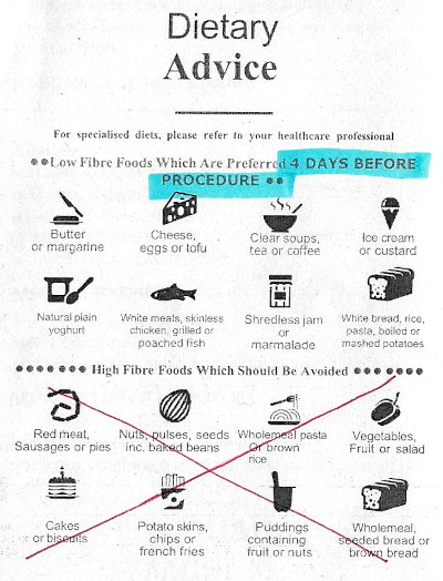 diet advice for
                                        pre-colonoscopy